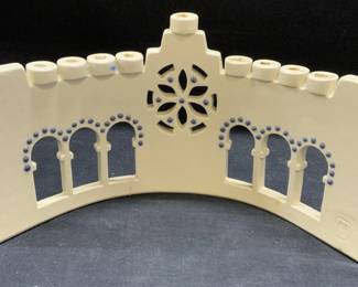 Signed Ceramic Menorah, Judaica