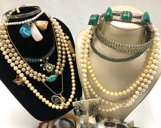 Grp Lot of Sterling, Leather, Gemstone, Jewelry