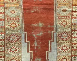 Vintage Handmade Wool Turkish Oushak Prayer Rug