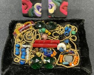 Lot 2 Handmade Beaded Fabric Brooch, More
