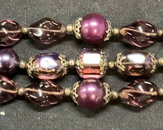 Vintage Trifari Purple Beaded Bracelet