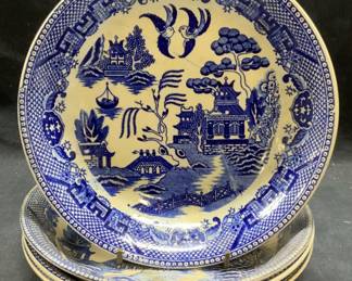 Set 4 HOUSE OF BLUE WILLOW Ceramic Bowls Japan