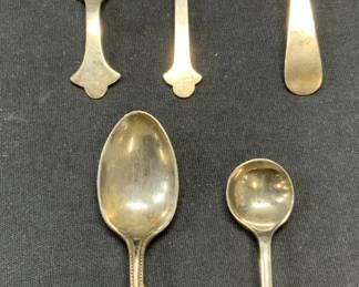 Lot 5 Vintage Sterling Silver & Plated Spoons