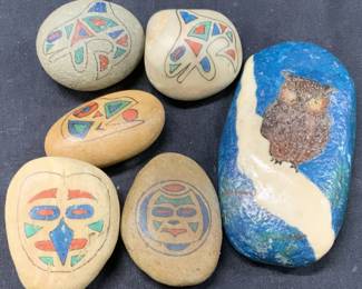 Lot 6 Hand Painted Native American Rocks