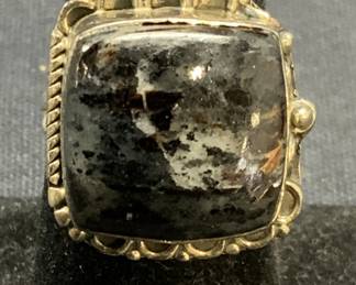 Vintage Sterling Silver Gray Gemstone Ring