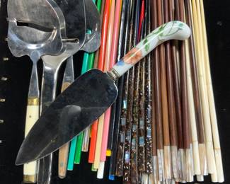 Lot Kitchen Acc Chopsticks, Cheese Slicers, Knives