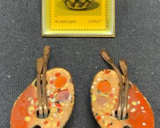 2 RENOIR Copper Paint Palette Earrings, More