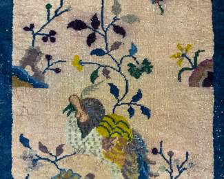 Antique Oval Handmade Chinese Art Deco Wool Rug