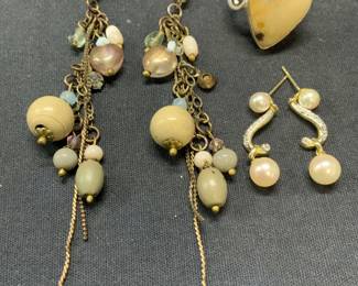 Lot 3 Stone Ring, Faux Pearl Earrings, More