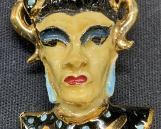 Vintage Handmade Ceramic Figural Brooch