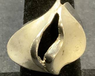 Vintage Mid Century 835 Silver Sculptural Ring