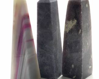 Agate & Jasper Stone Obelisk Prisms, 3 3360 cts