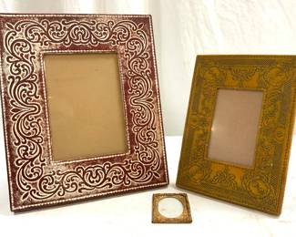 Lot 3 Leather & Gilt Metal Picture Frames