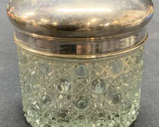 Vintage J. D. & S. Sterling Silver Lid Glass Vanity Jar