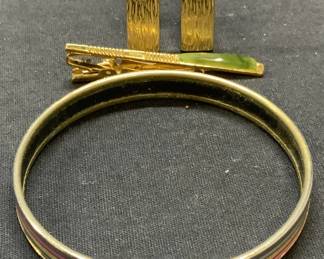Lot 3 Stratton Tie Clip, 24k Gold Pl Bangle, More