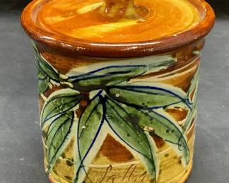 Vintage Hand Painted Ceramic Botanical Jar
