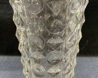 Vintage Geometric Glass Vase, 12.75 Inches