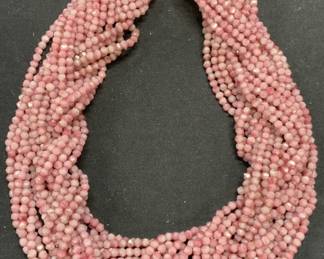 Pink Crystal Beaded Multi Strand Necklace