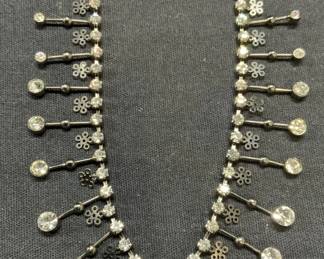 Vintage Silver Tone Crystal Necklace
