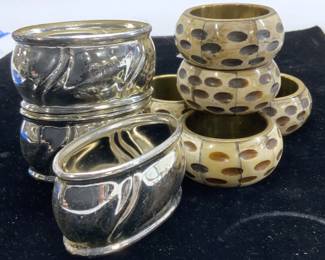 Sterling Silver & Bone w Brass Napkin Rings, 8