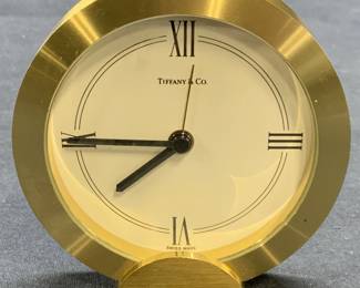 Tiffany & Co Heavy Round Brass Swiss Clock