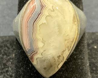 Sterling Silver Gray Agate Ring