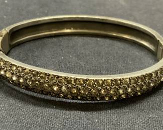 Vintage Silver Tone Crystal Bangle Bracelet