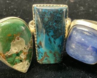 Lot 3 Sterling Silver Hand Crafted Gem Rings