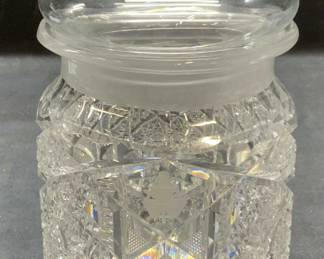 Lidded Hand Cut Crystal Jar