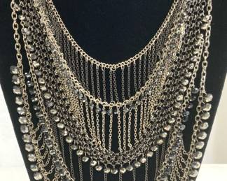 Multi Strand Statement Bib Chain Necklace