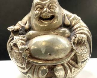 Hand Crafted Metal Laughing Buddha Figural