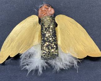 Vintage Signed Handmade Angel Brooch, 5 In 1985