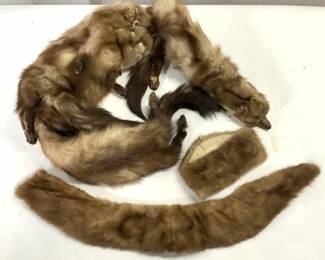 AMB Vtg Brown Stone Marten Fur Stole 5ft2in & More