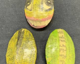 Set 3 J Seffens Paper Mache Brooches