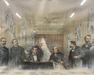 Puck Magazine Cleveland & His Cabinet Litho, 1885