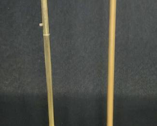 Near Pair Brass Torchiere Floor Lamps 71in
