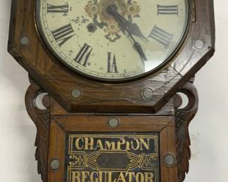 CHAMPION REGULATOR Antique 8 Day Clock 27in