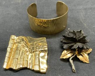 Lot 3 Jewelry Vintage Boucher Flower Brooch, More