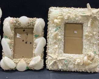 4 Sea Shell & Sea Glass Picture Frames