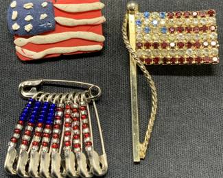 Lot 3 American Flag Brooches