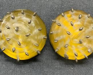 Vintage ALEXIS BITTAR Carved Lucite Earrings