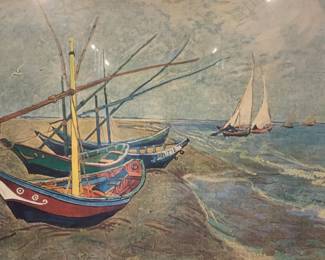 Van Gogh Fishing Boats On The Beach Lithograph