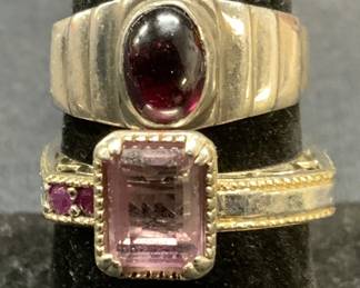 Lot 2 Vintage Sterling Silver Gemstone Rings