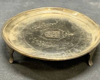 Vintage Silver Plated Crest Footed Tray