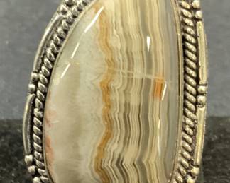 Sterling Silver Gray Agate Ring