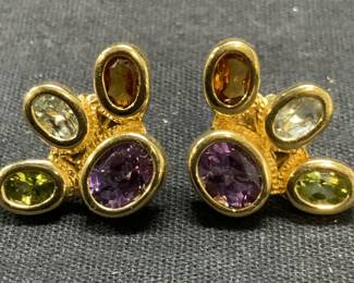 14k Yellow Gold Gemstone Earrings