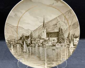 Vntg Forstenberg Porcelain Landscape Plate Germany