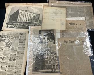Lot 7+ Antq Illustr. Newspaper Ephemera