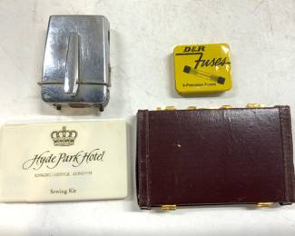 Lot 4 Lighter, Sewing Kit Box & More