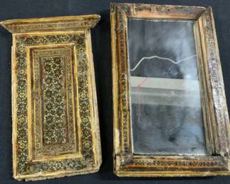 Vintage Wooden Mosaic Covered Mirror